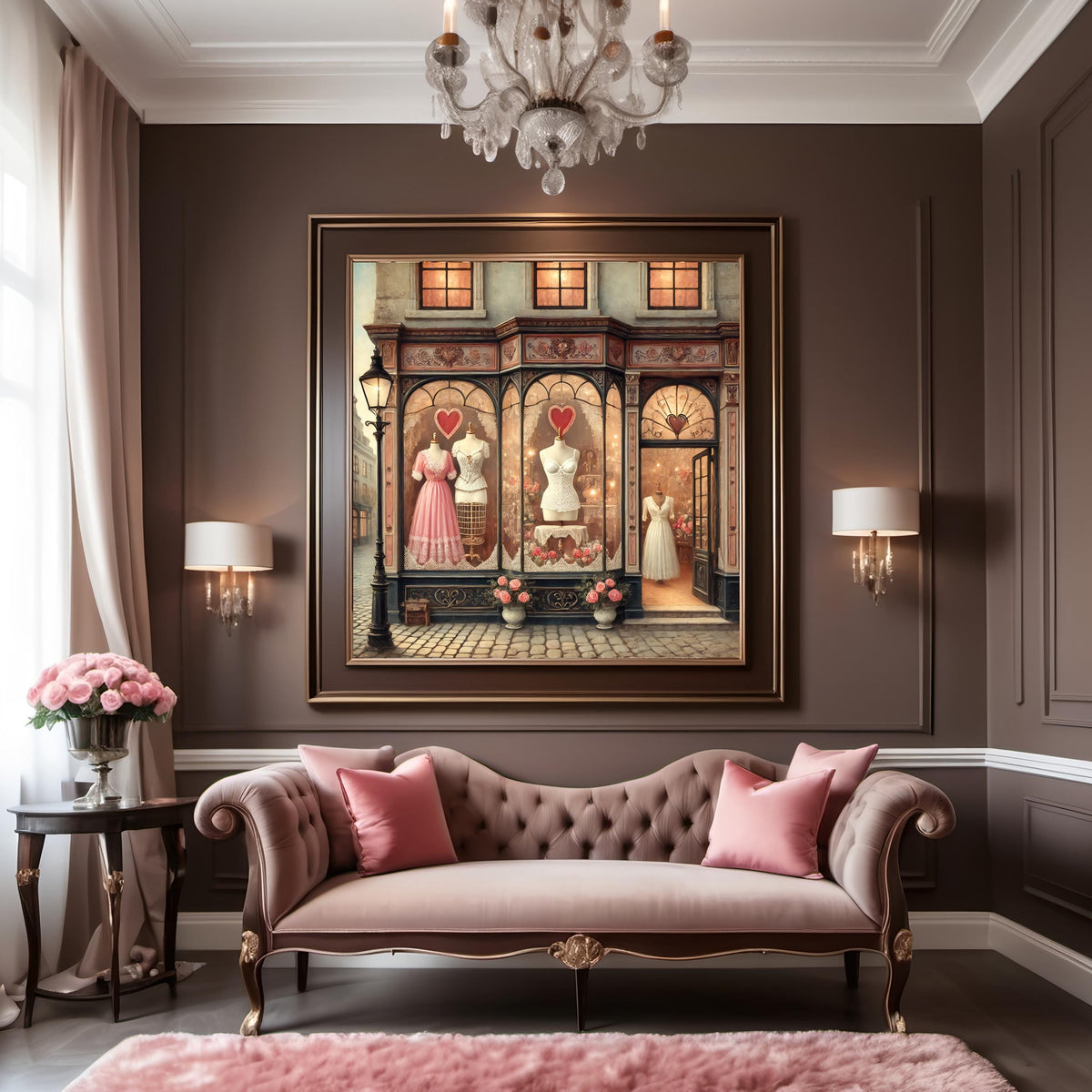 Vintage Lingerie Boutique Art: Romantic Paris Shop Wall Decor Valentine Gift (Digital Download)