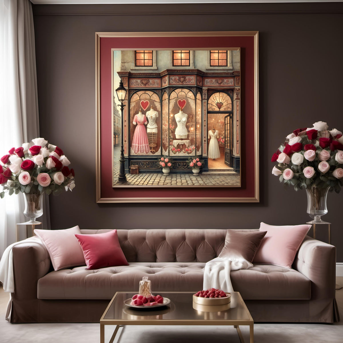 Vintage Lingerie Boutique Art: Romantic Paris Shop Wall Decor Valentine Gift (Digital Download)