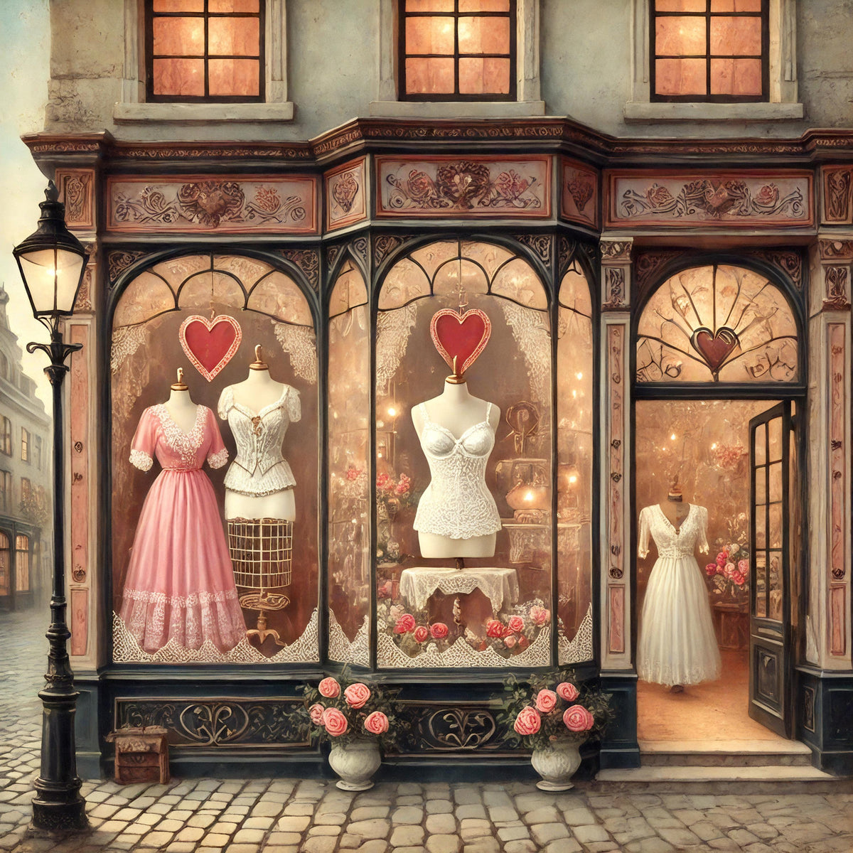 Vintage Lingerie Boutique Art: Romantic Paris Shop Wall Decor Valentine Gift (Digital Download)