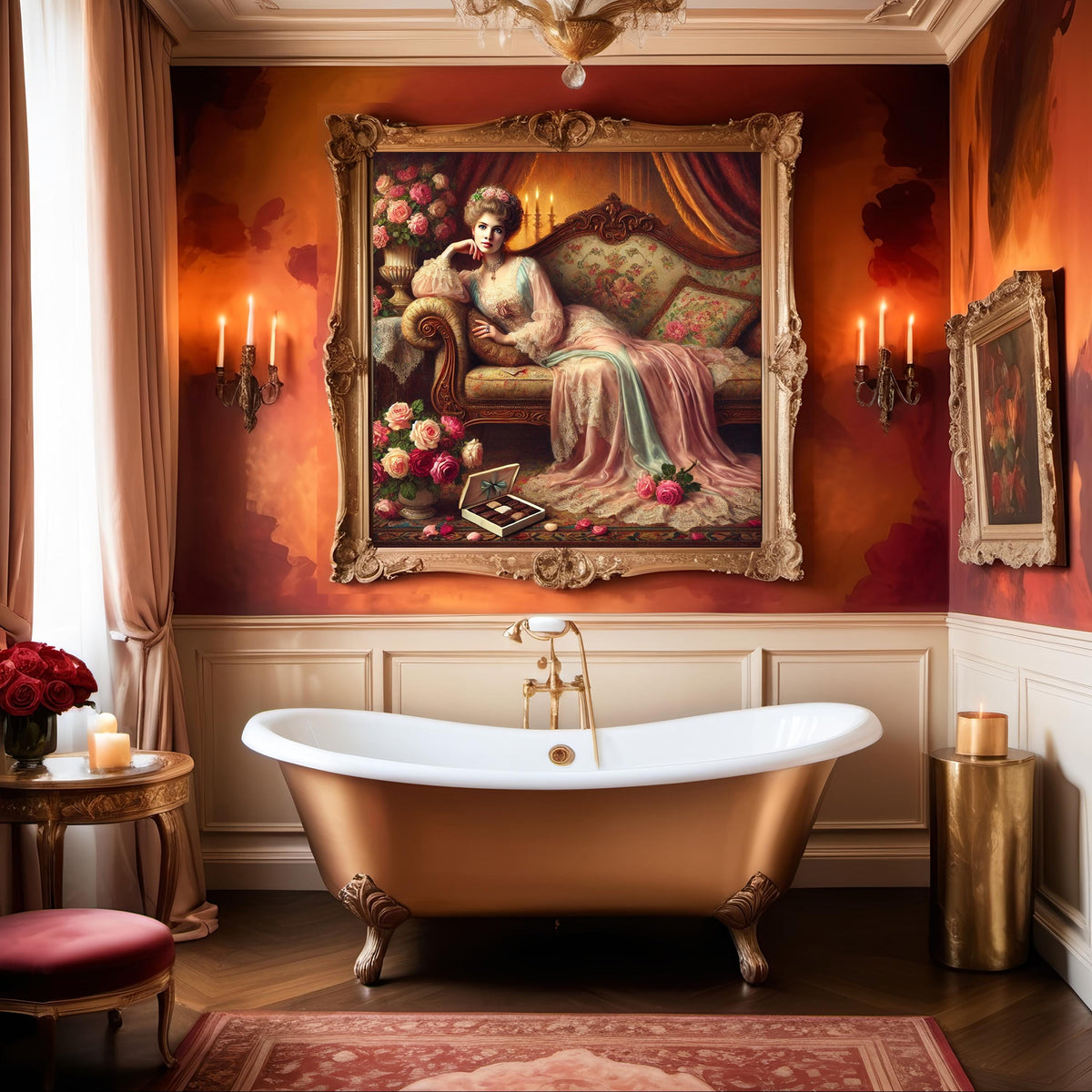Victorian Lady Chocolates Art Print: Rococo Boudoir Decor (Digital Download)
