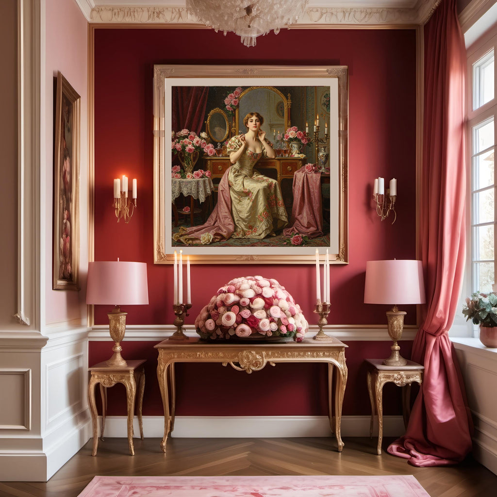 Victorian Lady Perfume Vanity Art: Elegant Boudoir Print (Digital Download)