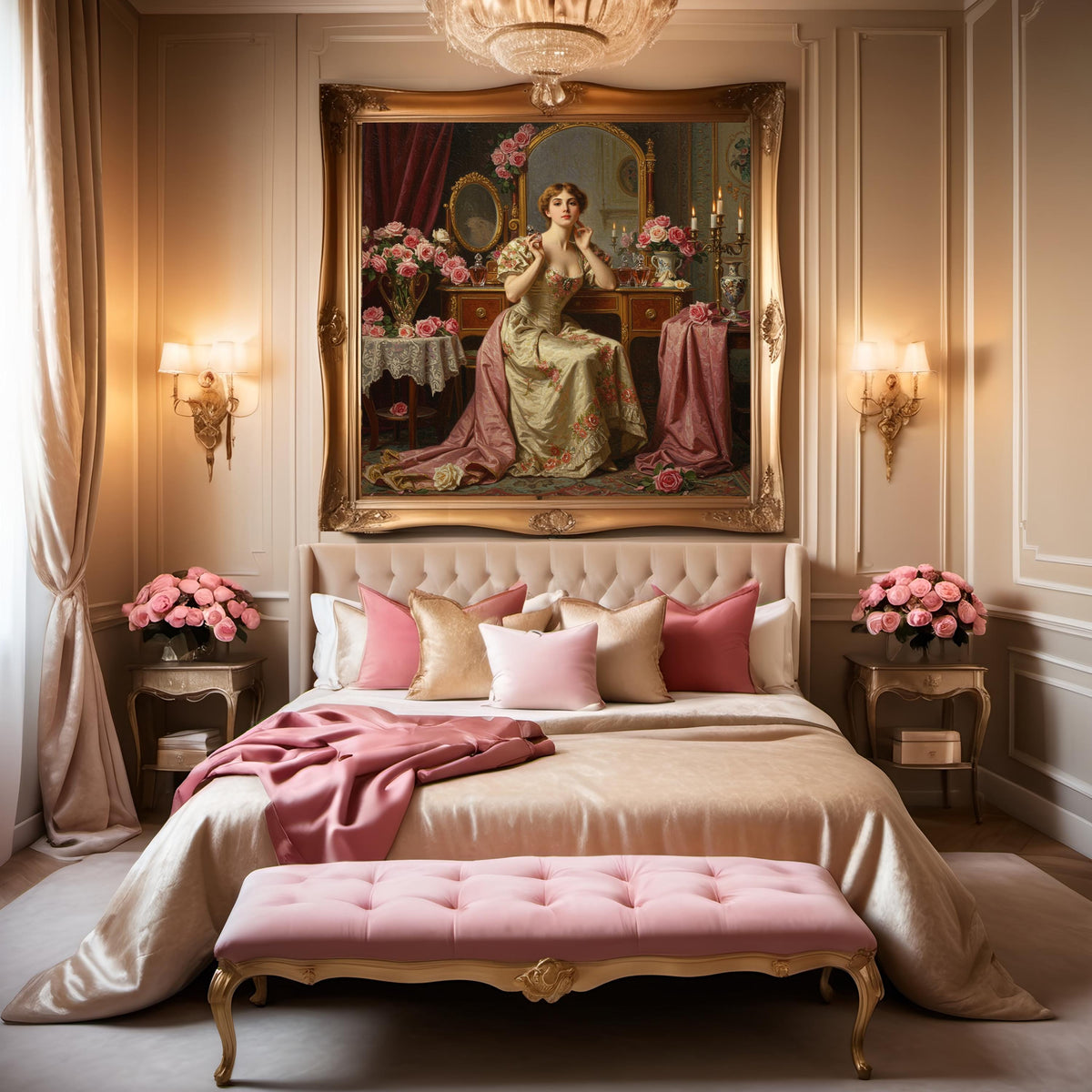 Victorian Lady Perfume Vanity Art: Elegant Boudoir Print (Digital Download)