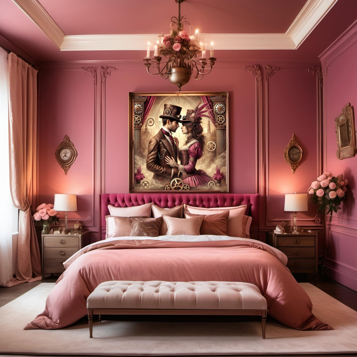Steampunk Couple Art Print: Victorian Romance Wall Decor (Digital Download)