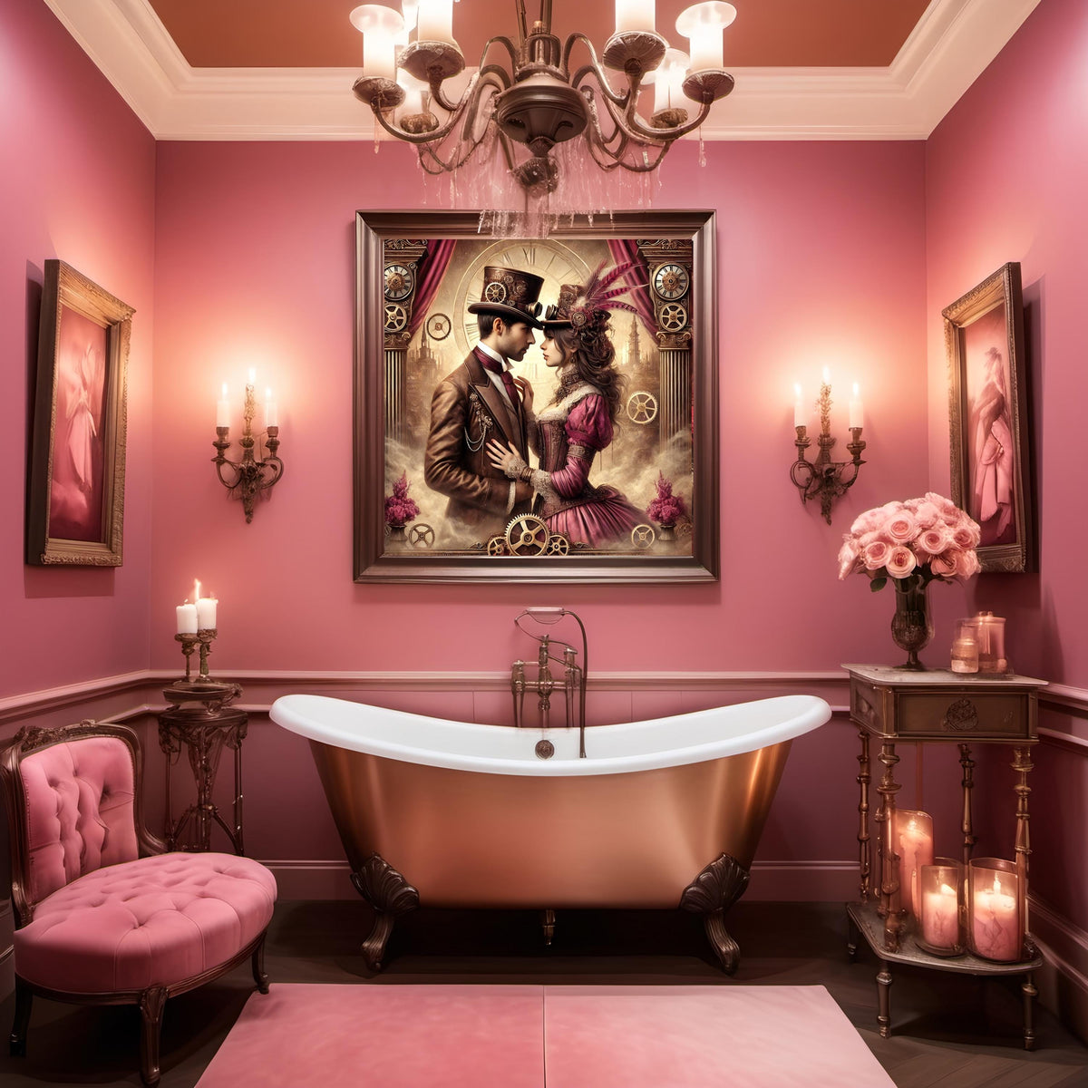 Steampunk Couple Art Print: Victorian Romance Wall Decor (Digital Download)