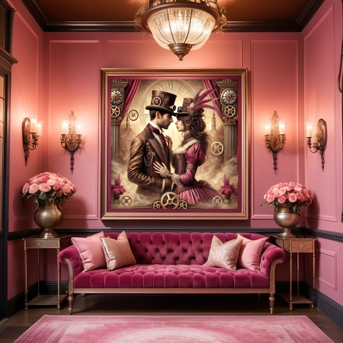 Steampunk Couple Art Print: Victorian Romance Wall Decor (Digital Download)