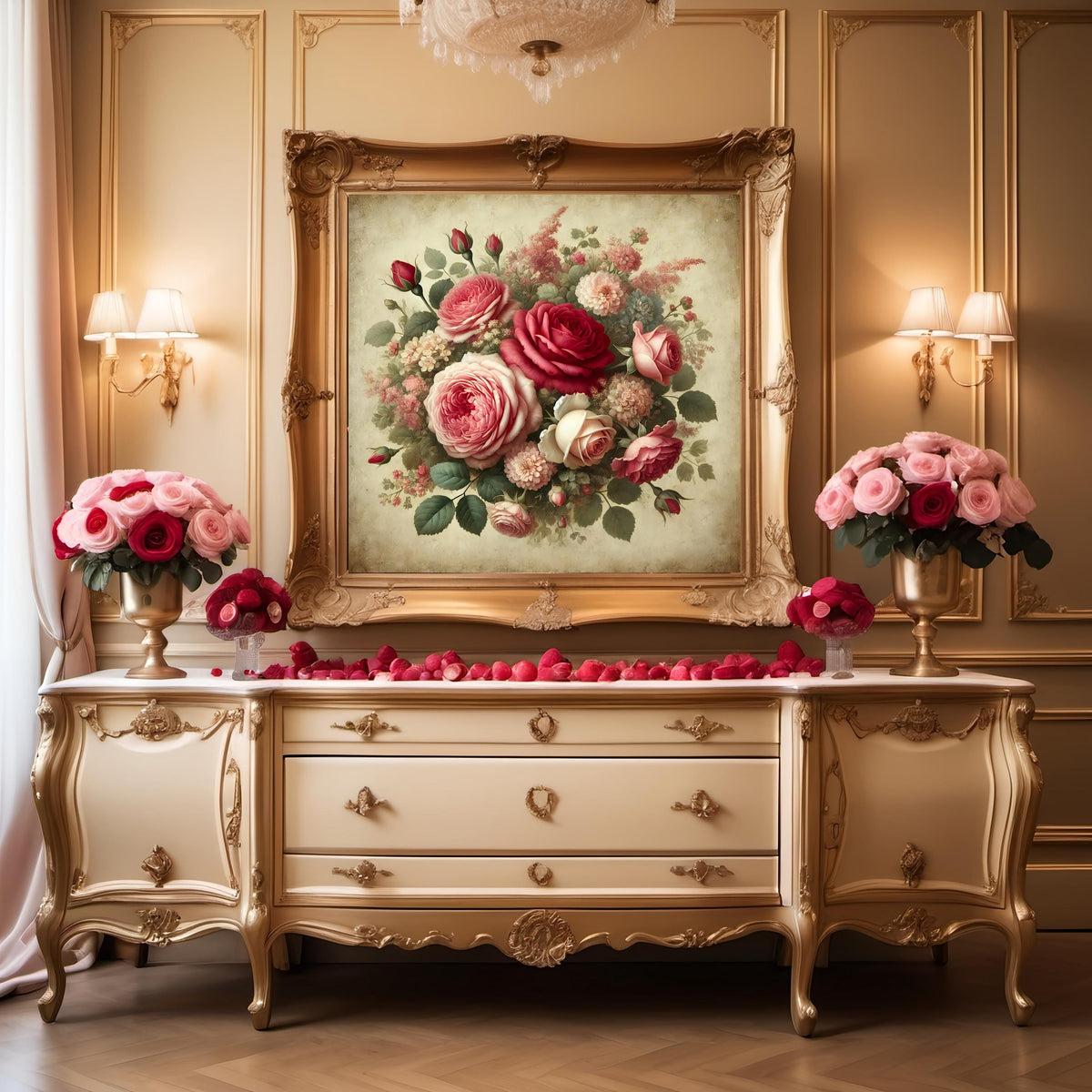 Vintage Floral Roses Print: Romantic Botanical Wall Art (Digital Download)