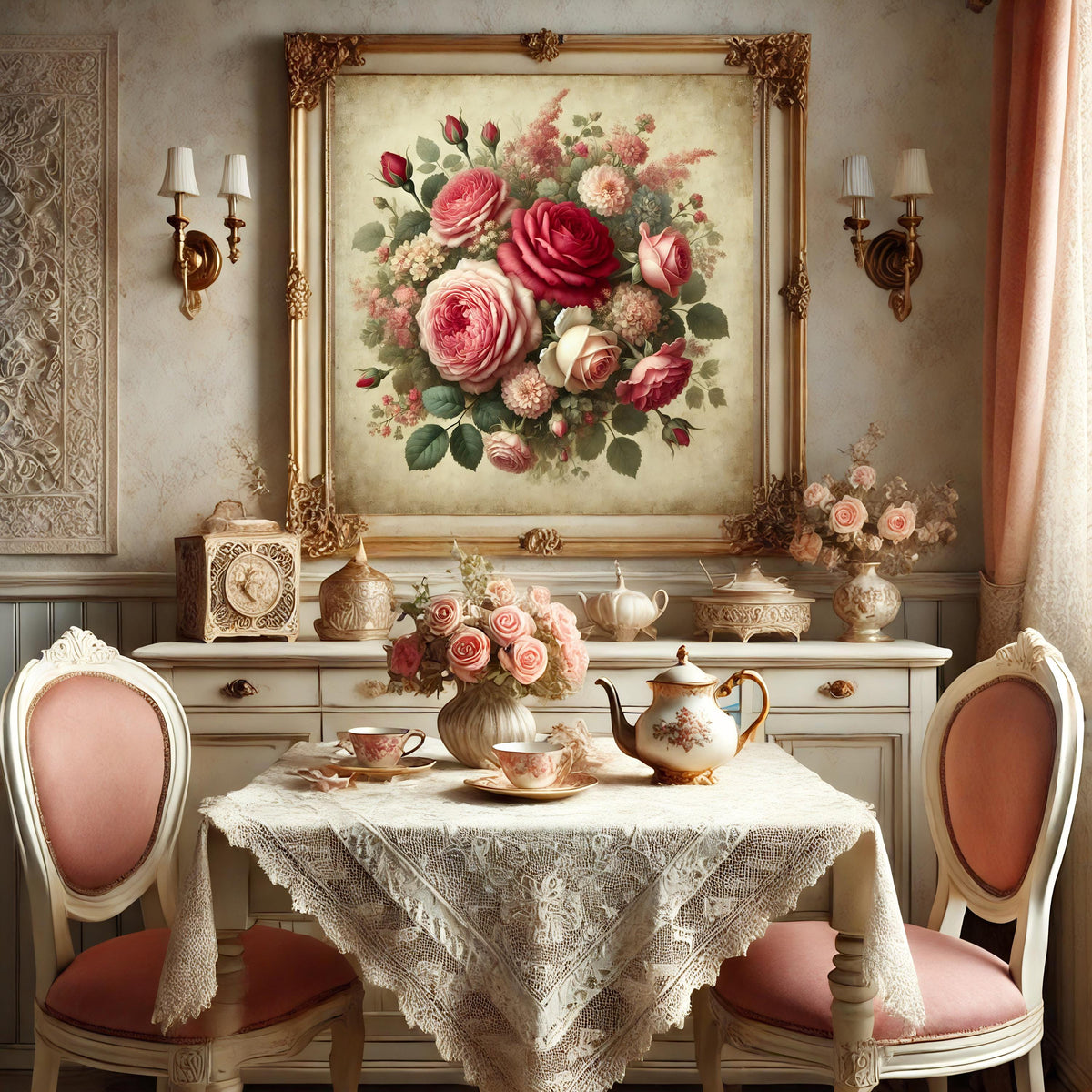Vintage Floral Roses Print: Romantic Botanical Wall Art (Digital Download)