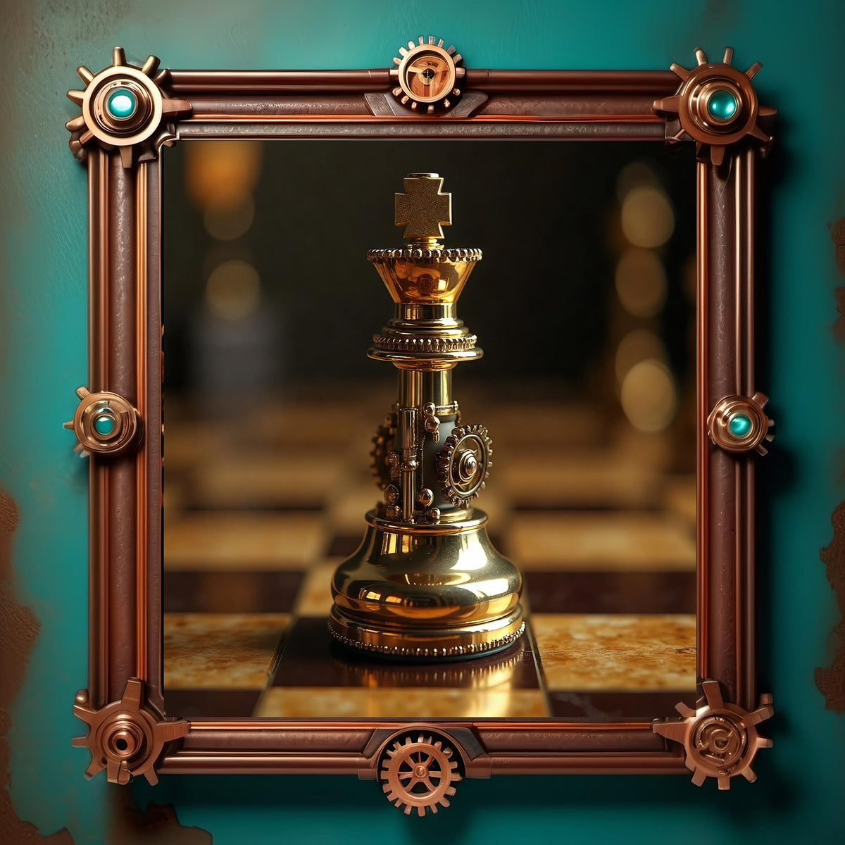 Steampunk Chess King Art Print: Vintage Brass Decor (Digital Download)