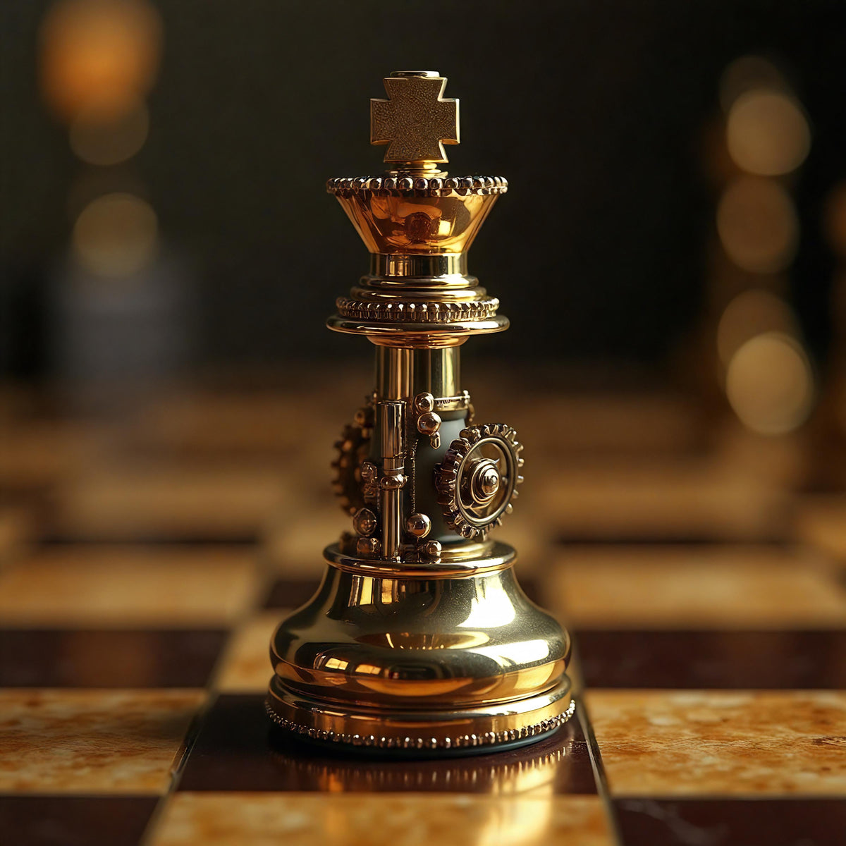 Steampunk Chess King Art Print: Vintage Brass Decor (Digital Download)