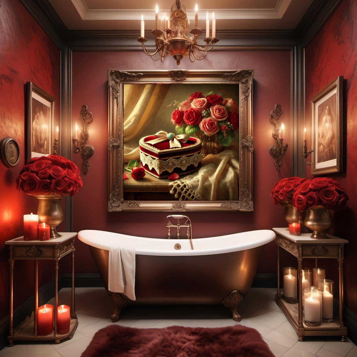 Vintage Roses Still Life Art: Heart-Shaped Box (Digital Download)