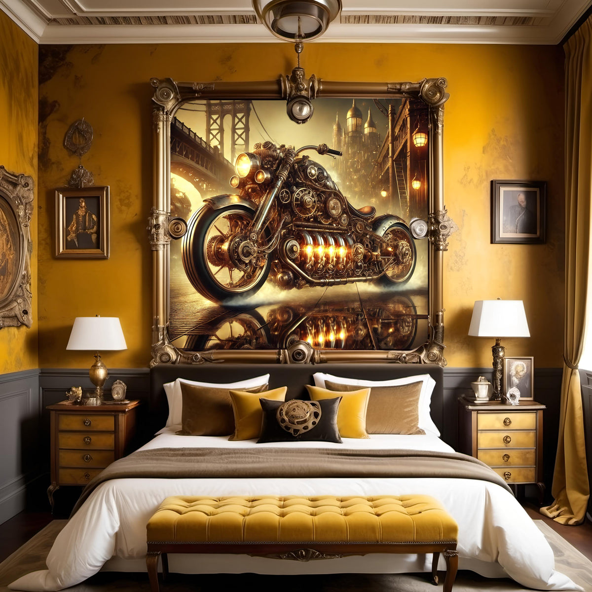 Steampunk Motorcycle Art Print: Vintage Cyberpunk Bike (Digital Download)