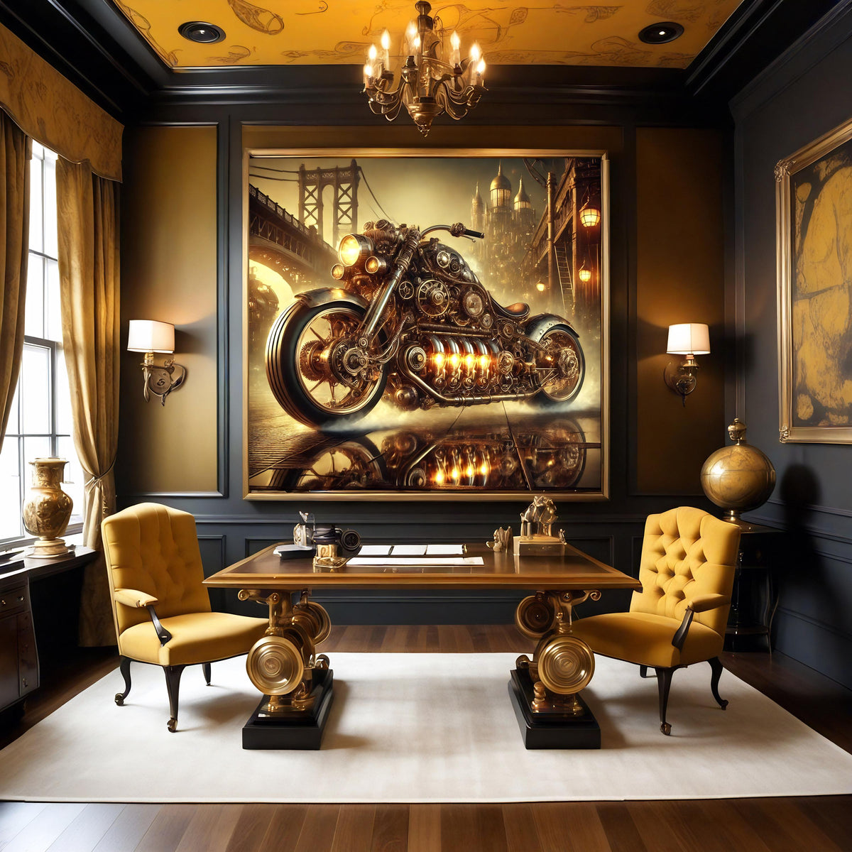 Steampunk Motorcycle Art Print: Vintage Cyberpunk Bike (Digital Download)