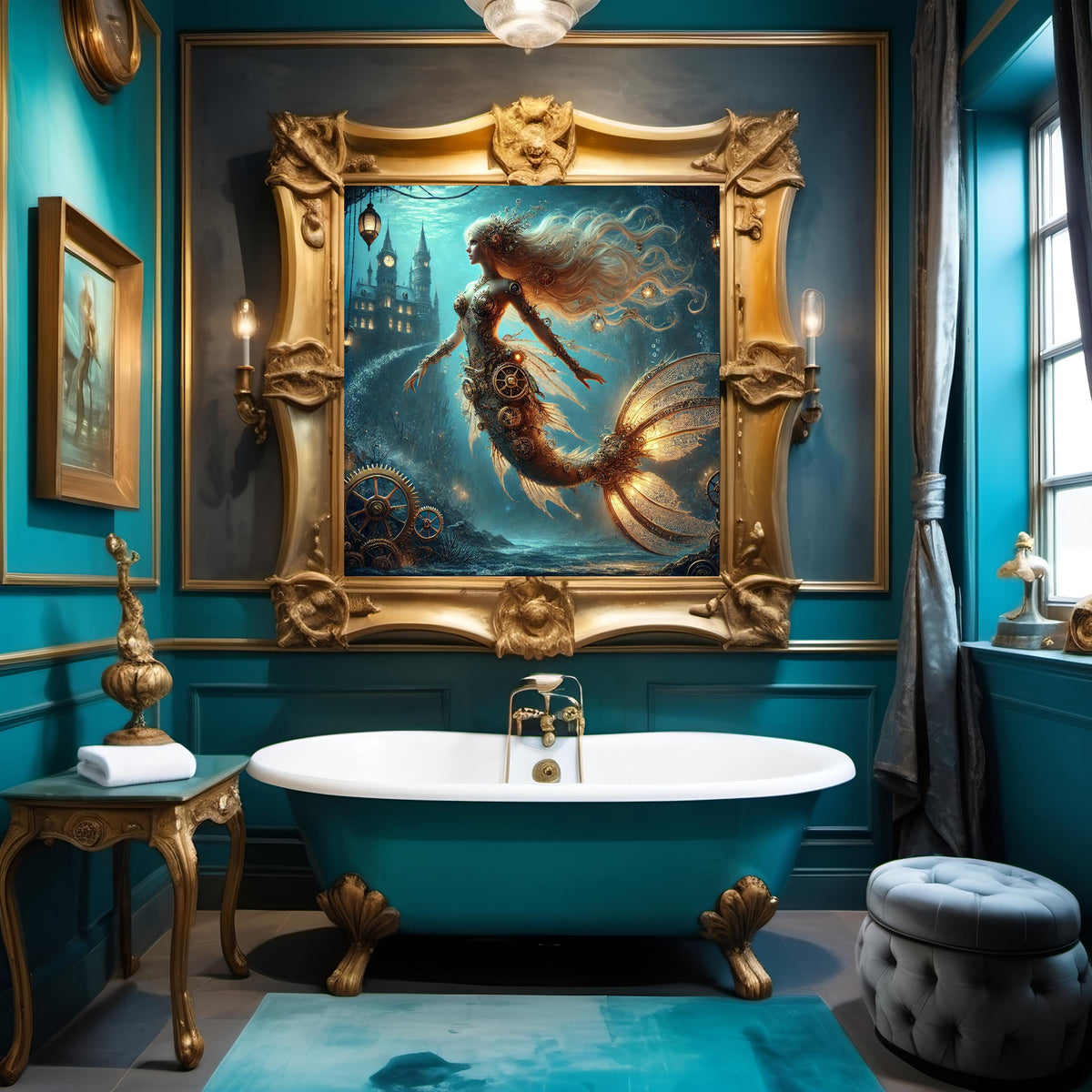 Steampunk Mermaid Art: Clockwork Ocean Goddess (Digital Download)
