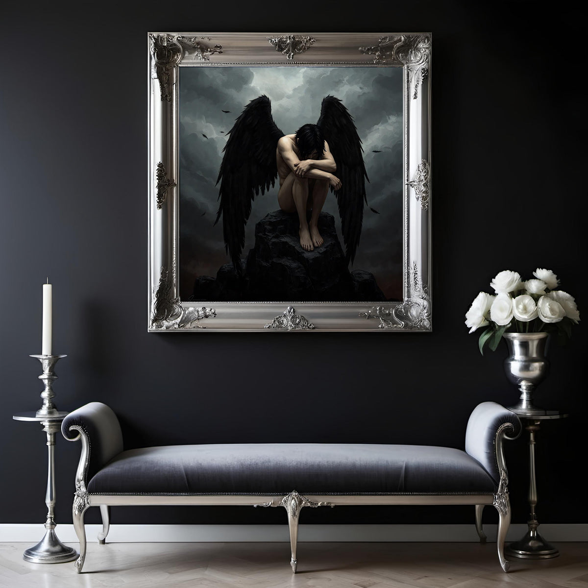 Dark Fallen Angel Art: Gothic Home Decor (Digital Download)