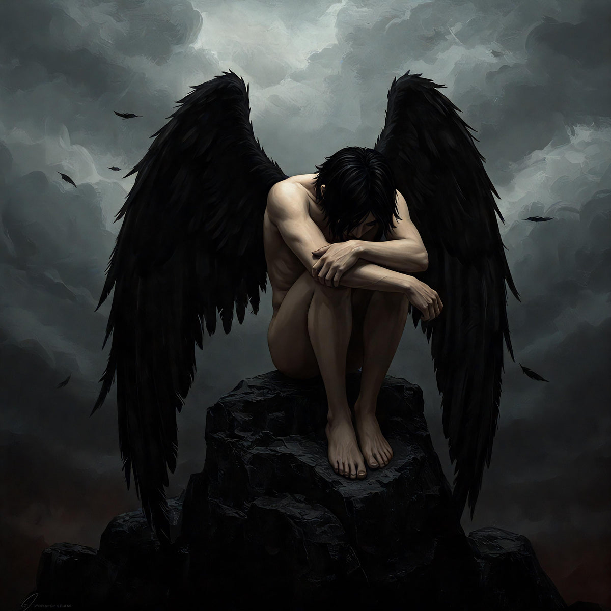 Dark Fallen Angel Art: Gothic Home Decor (Digital Download)
