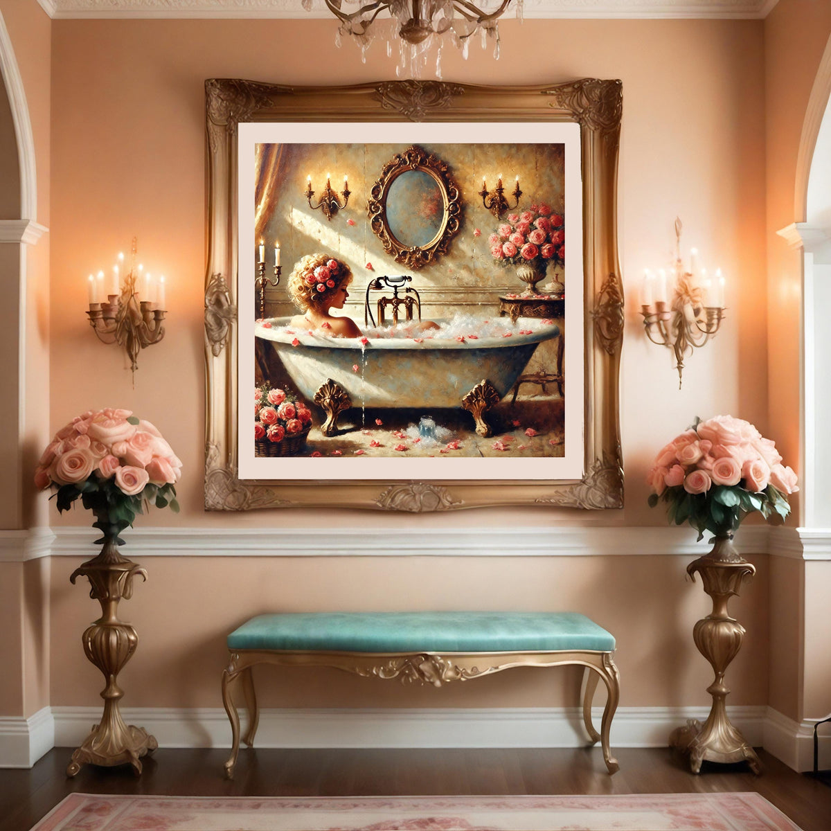 Vintage Bubble Bath Art: Romantic Victorian Bathroom Print (Digital Download)
