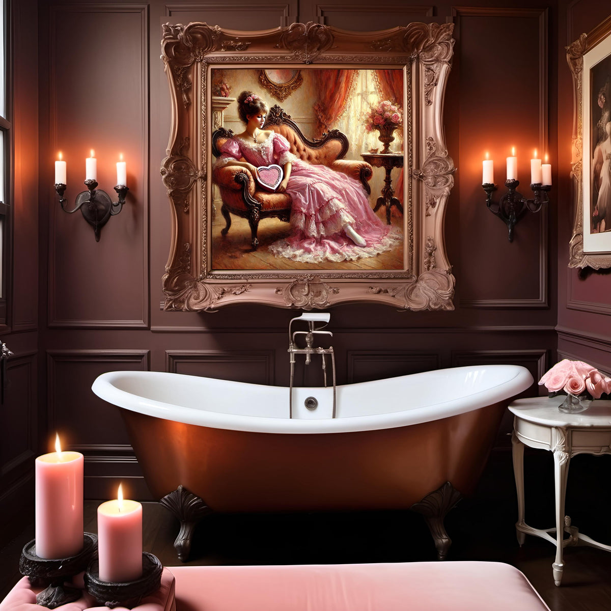 Victorian Lady in Pink Art Print: Romantic Valentine Decor (Digital Download)
