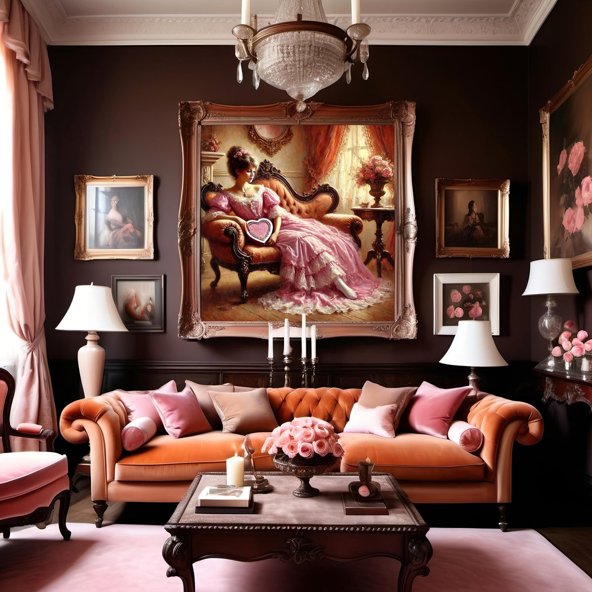 Victorian Lady in Pink Art Print: Romantic Valentine Decor (Digital Download)