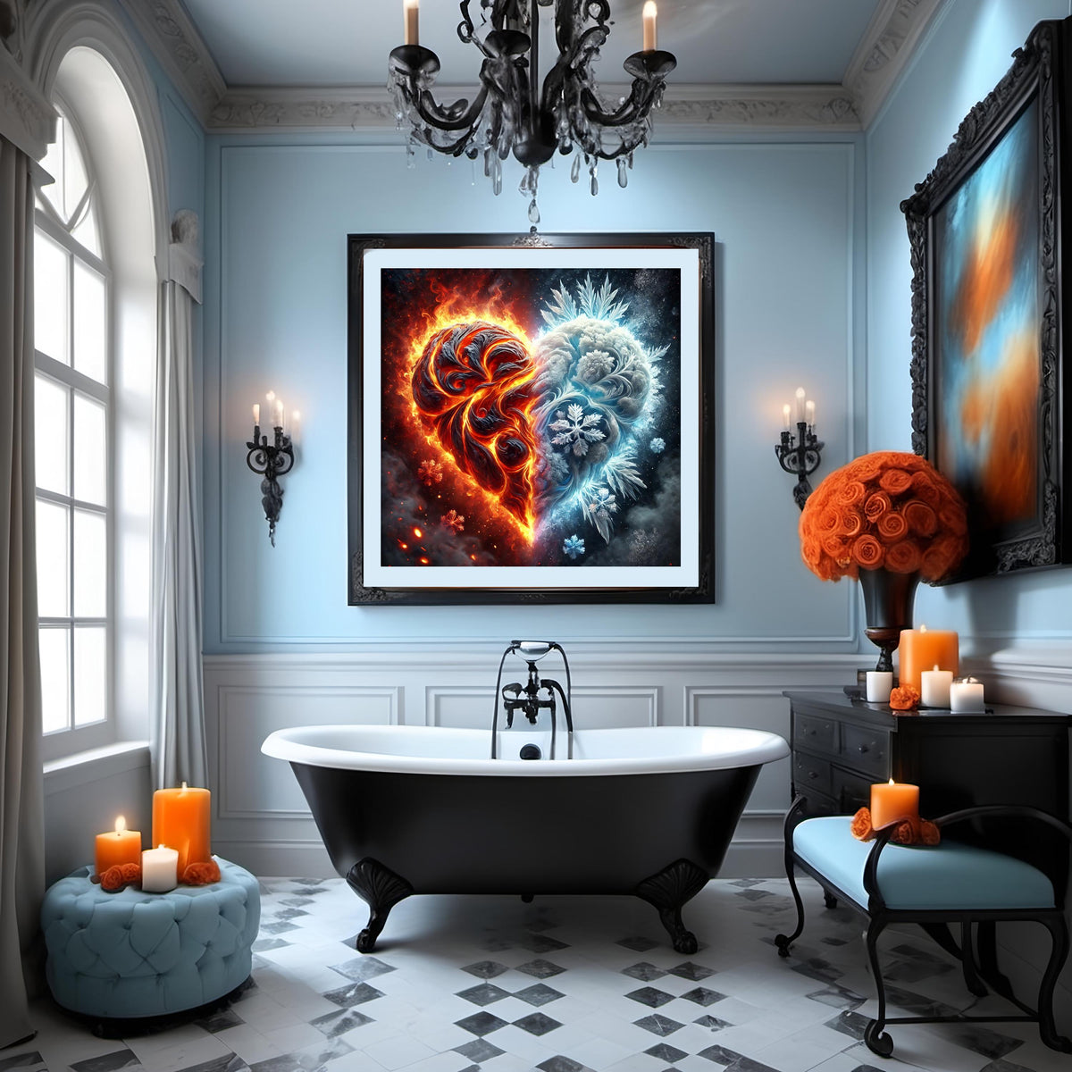Fire and Ice Heart Print: Cosmic Galaxy Wall Art (Digital Download)