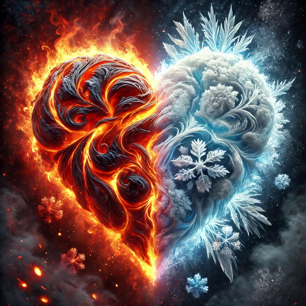 Fire and Ice Heart Print: Cosmic Galaxy Wall Art (Digital Download)