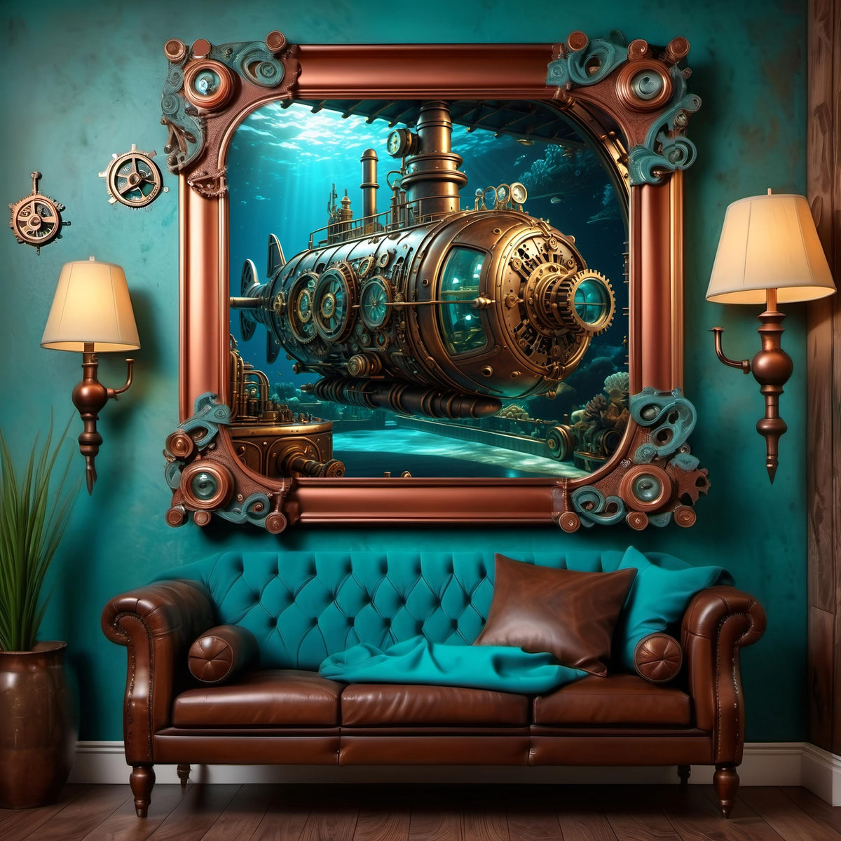 Steampunk Submarine Art Print: Vintage Nautical Sci-Fi Decor (Digital Download)
