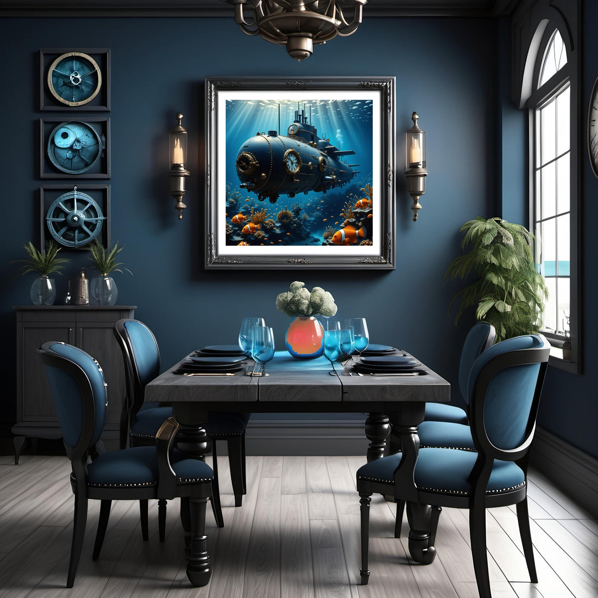 Steampunk Submarine Print: Nautical Sci-Fi Wall Art (Digital Download)