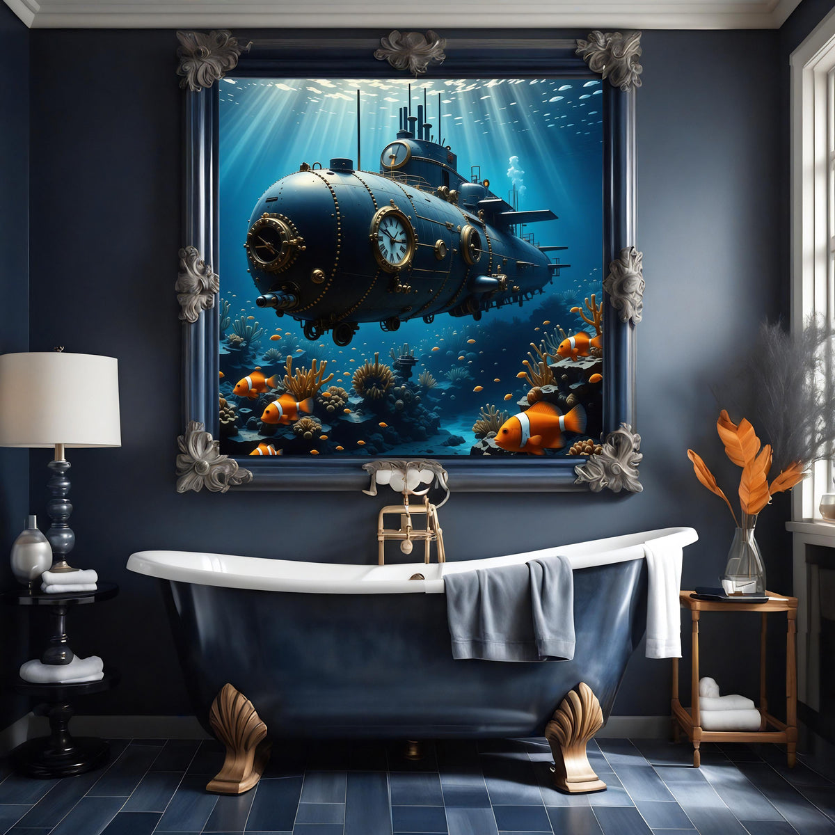 Steampunk Submarine Print: Nautical Sci-Fi Wall Art (Digital Download)