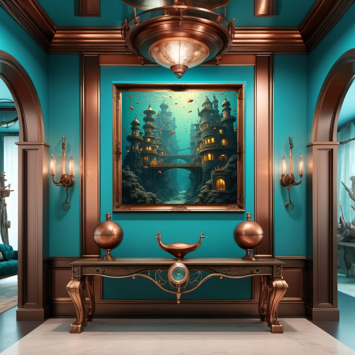 Underwater Steampunk City Art Print: Nautical Fantasy Wall Decor (Digital Download)