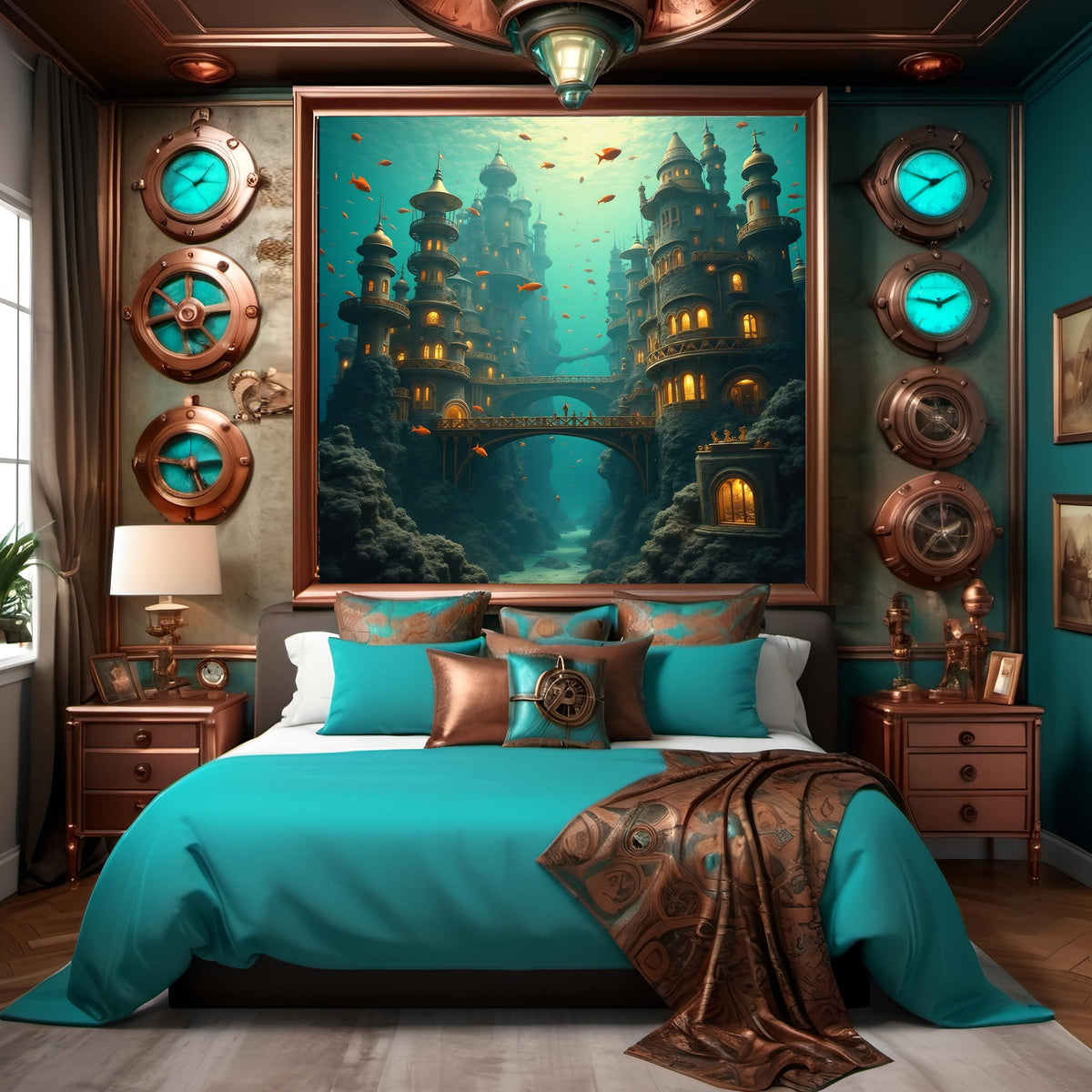 Underwater Steampunk City Art Print: Nautical Fantasy Wall Decor (Digital Download)
