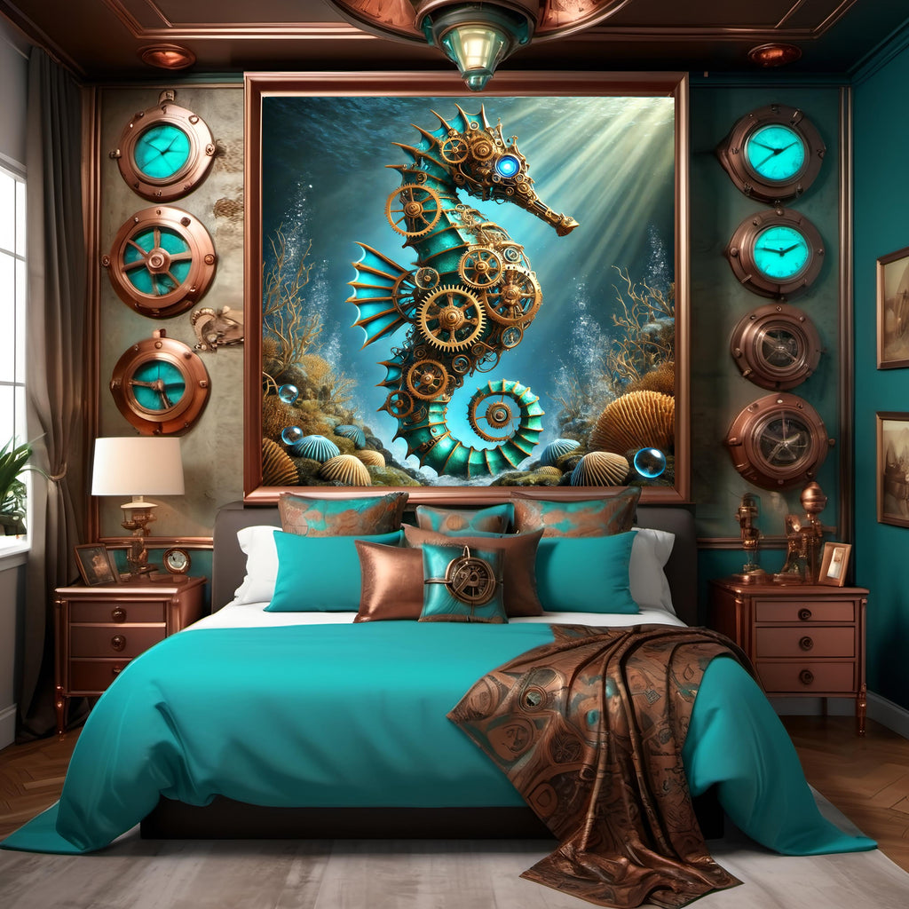 Steampunk Seahorse Digital Art (Digital Download 4096X4096 pixels)