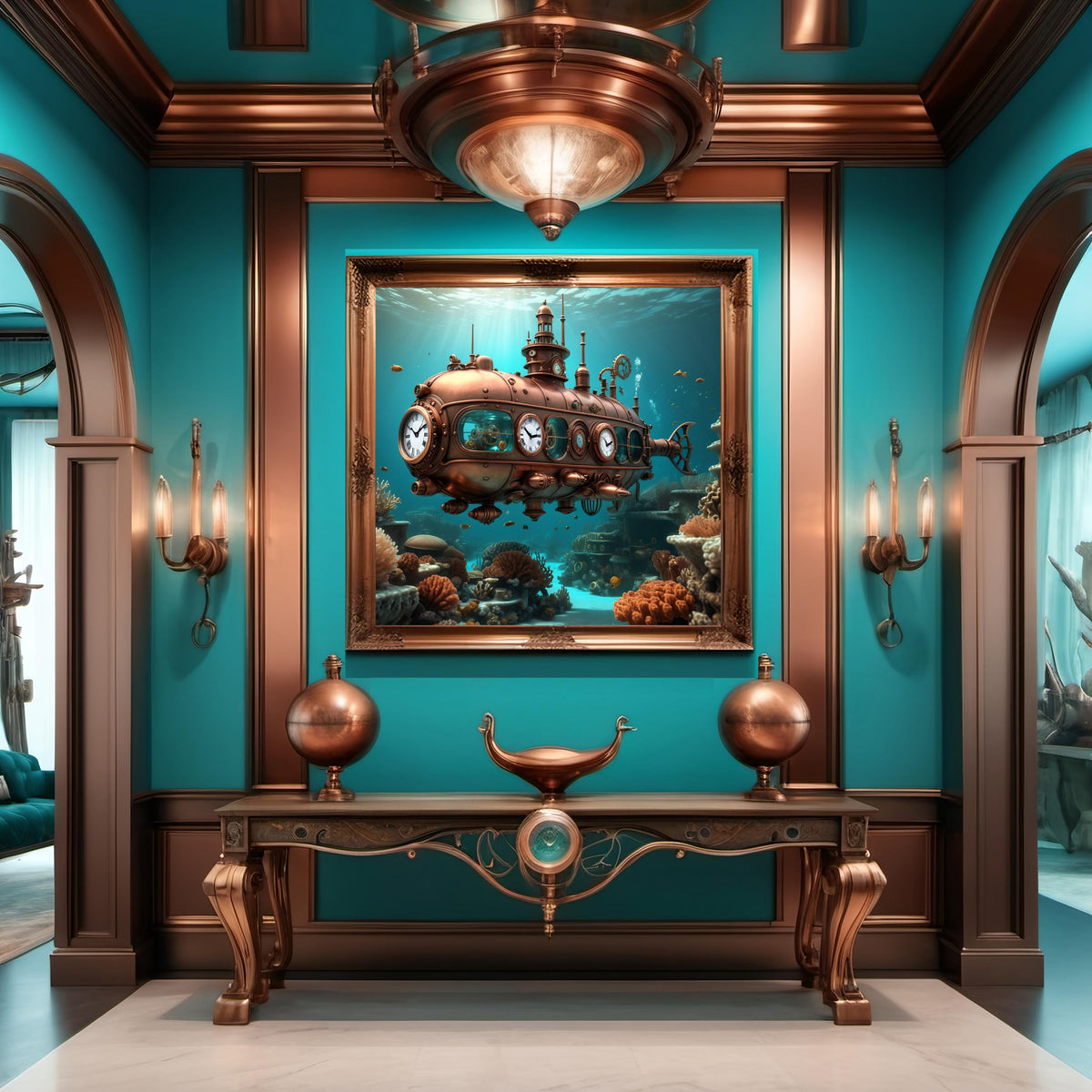 Steampunk Submarine Art Print: Underwater Sci-Fi Decor (Digital Download)
