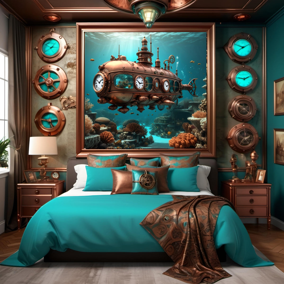Steampunk Submarine Art Print: Underwater Sci-Fi Decor (Digital Download)