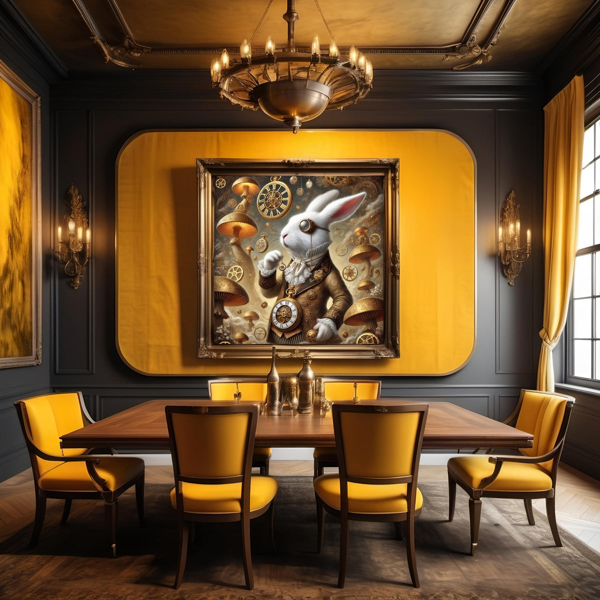 The Elegant Steampunk Timekeeper: Clockwork Rabbit Fantasy Art (Digital Download)