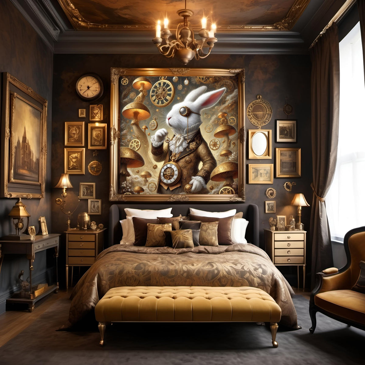 The Elegant Steampunk Timekeeper: Clockwork Rabbit Fantasy Art (Digital Download)