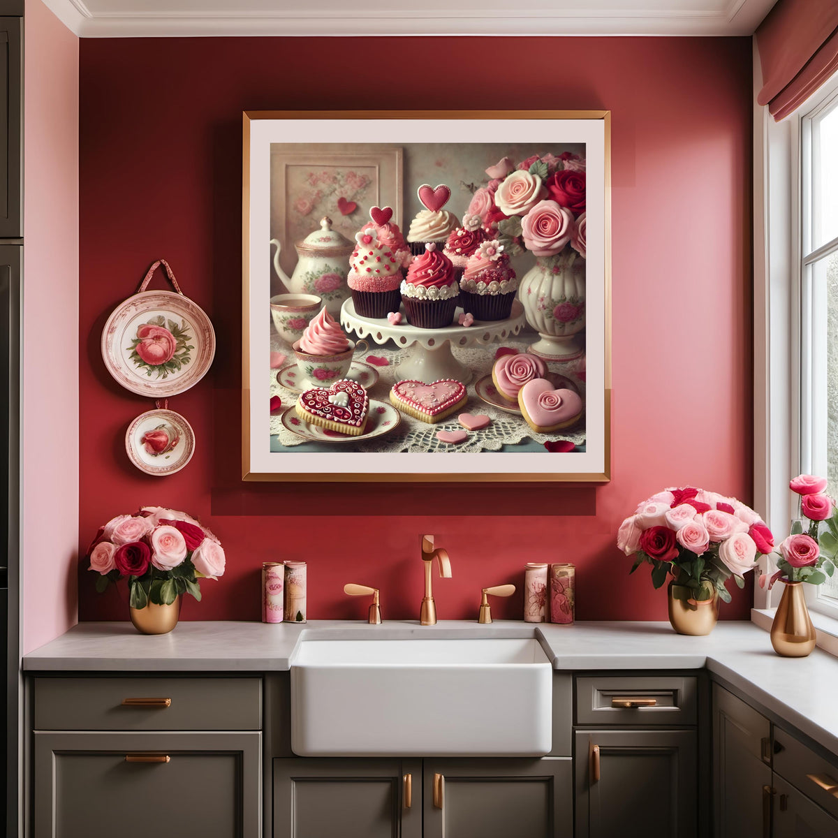 Vintage Valentine's Tea Party Print: Cupcakes & Cookies (Digital Download)