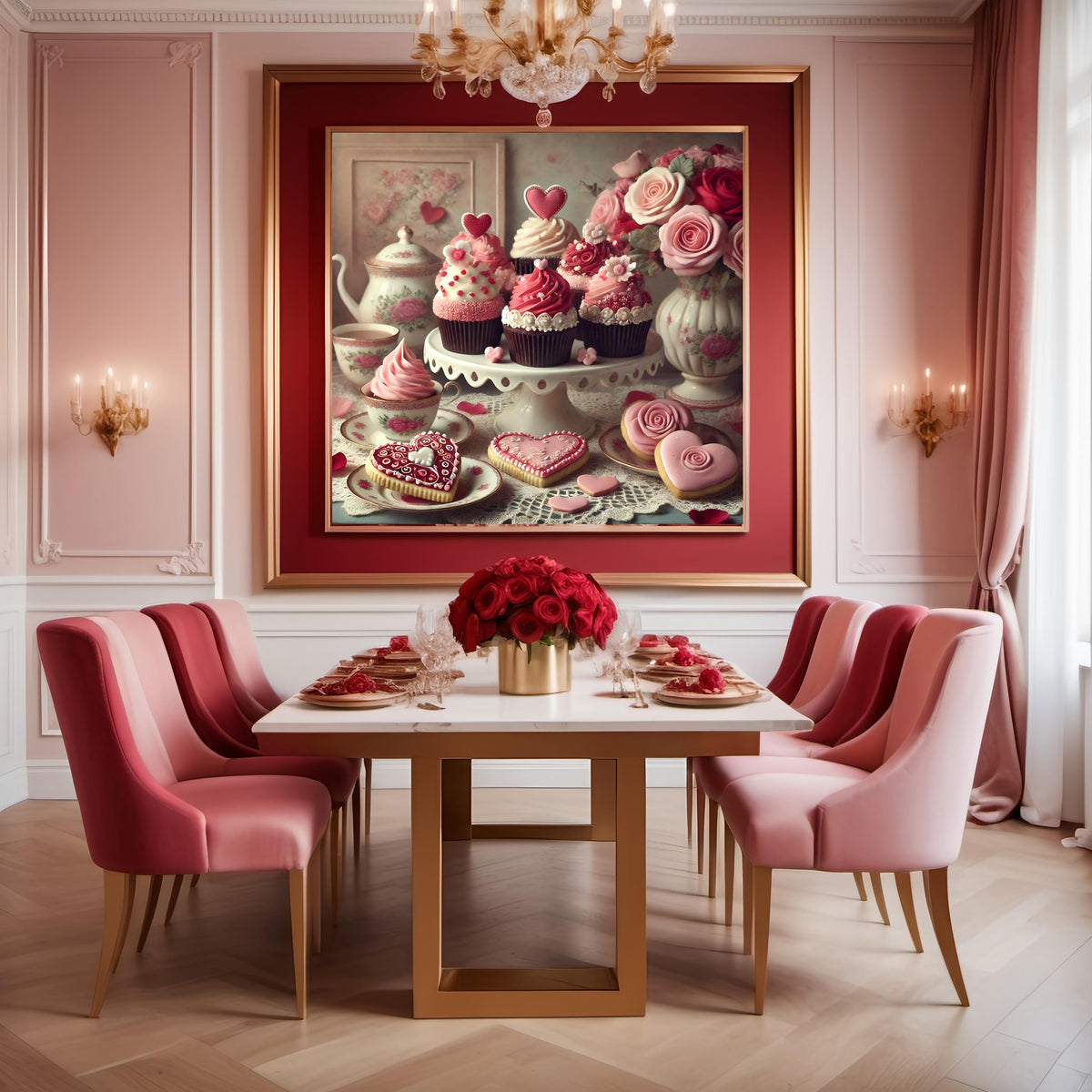 Vintage Valentine's Tea Party Print: Cupcakes & Cookies (Digital Download)