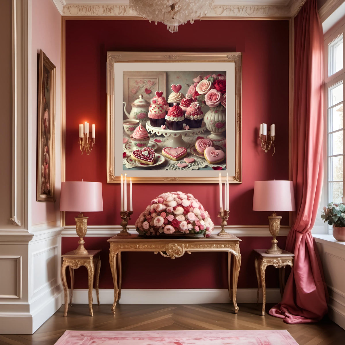 Vintage Valentine's Tea Party Print: Cupcakes & Cookies (Digital Download)