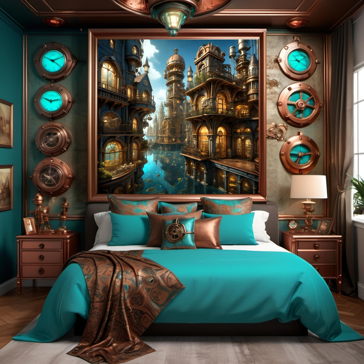 Steampunk Atlantis City Art Print: Intricate Fantasy Decor (Digital Download)