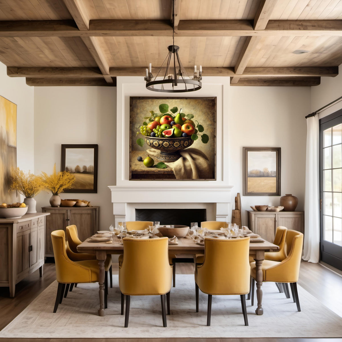 Vintage Fruit Bowl Still Life Print: Rustic Kitchen Wall Art (Digital Art Download)