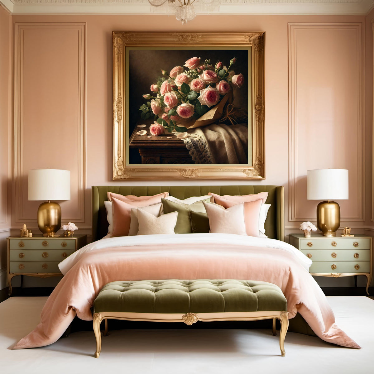 Pink Rose Bouquet Still Life Print: Vintage Floral Wall Art (Digital Download)