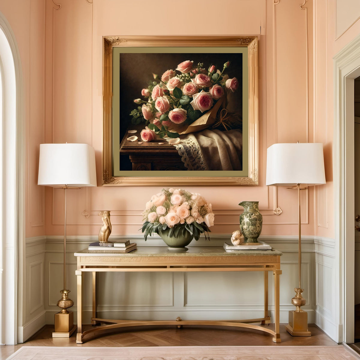 Pink Rose Bouquet Still Life Print: Vintage Floral Wall Art (Digital Download)
