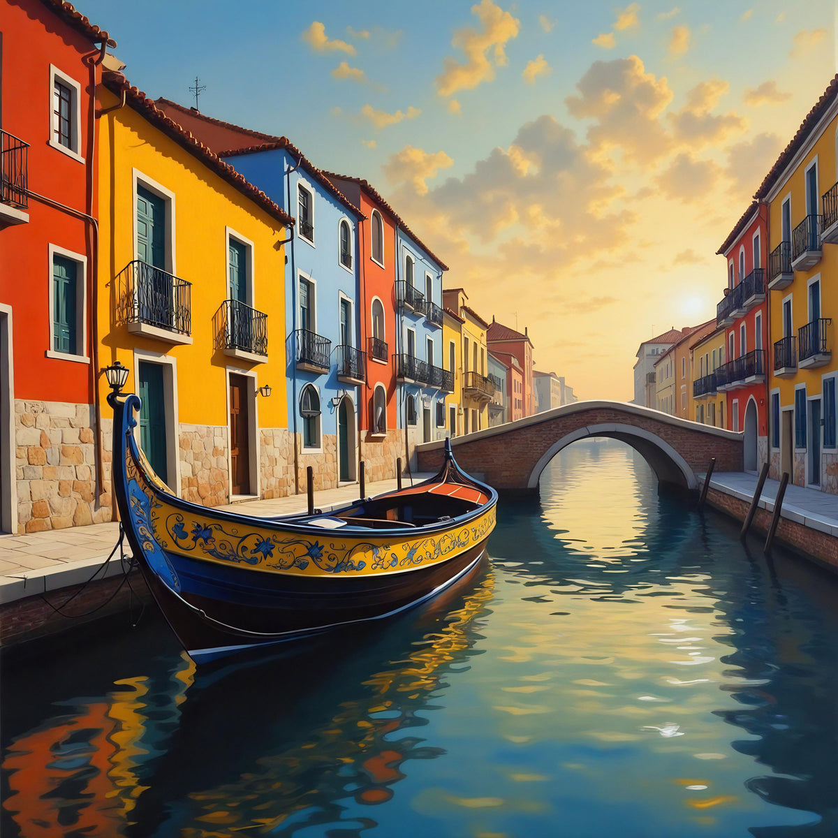 Portuguese Gondola Print: Sunlit Canal, European Travel (Digital Download)