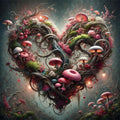 Enchanted Forest Heart Print: Whimsical Mushroom Valentine Gift (Digital Download)