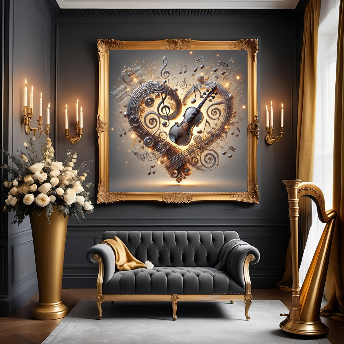 Musical Heart Violin Print: Valentine's Day Gift, Music Lover (Digital Download)