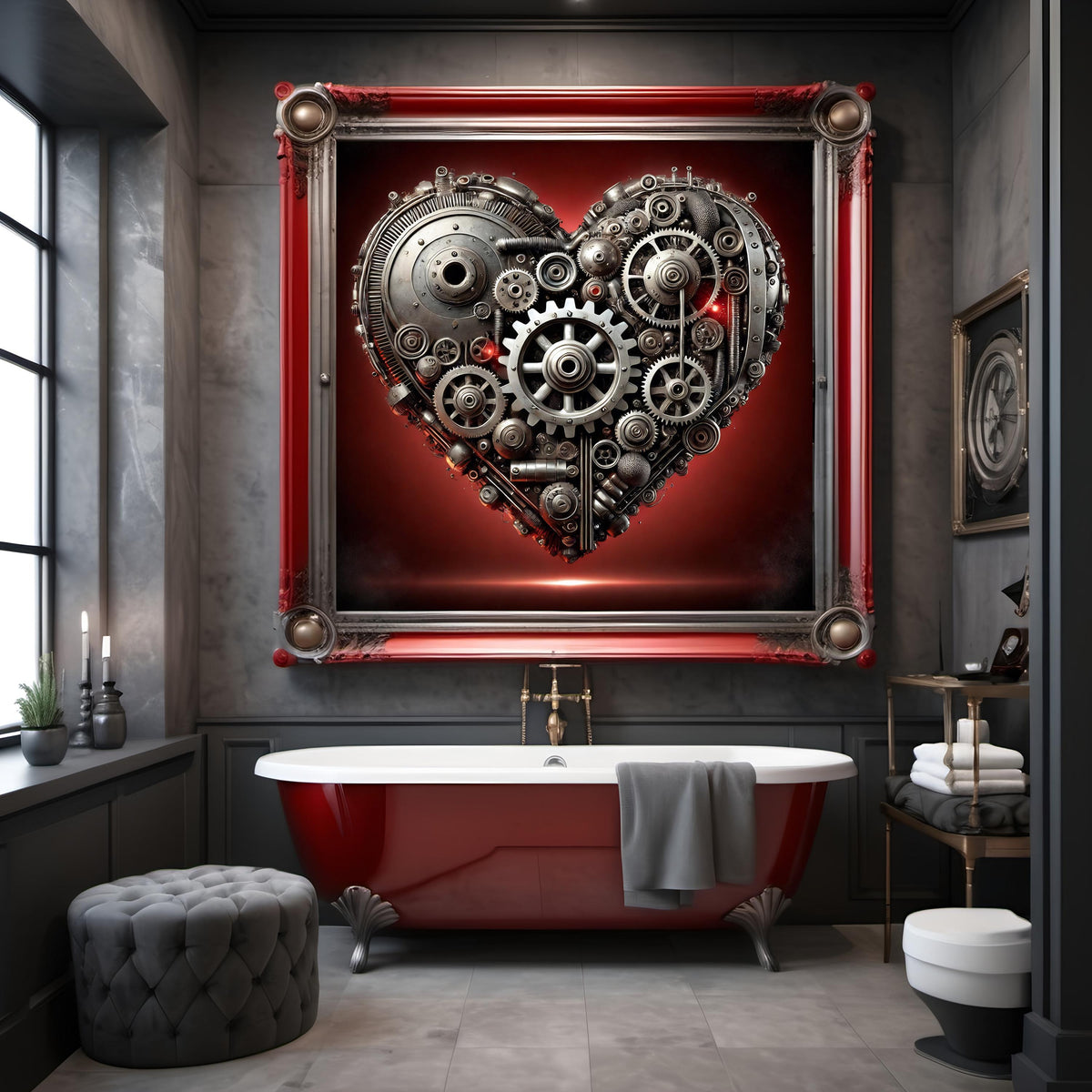 Steampunk Heart Print: Industrial Valentine's Day Decor (Digital Download)