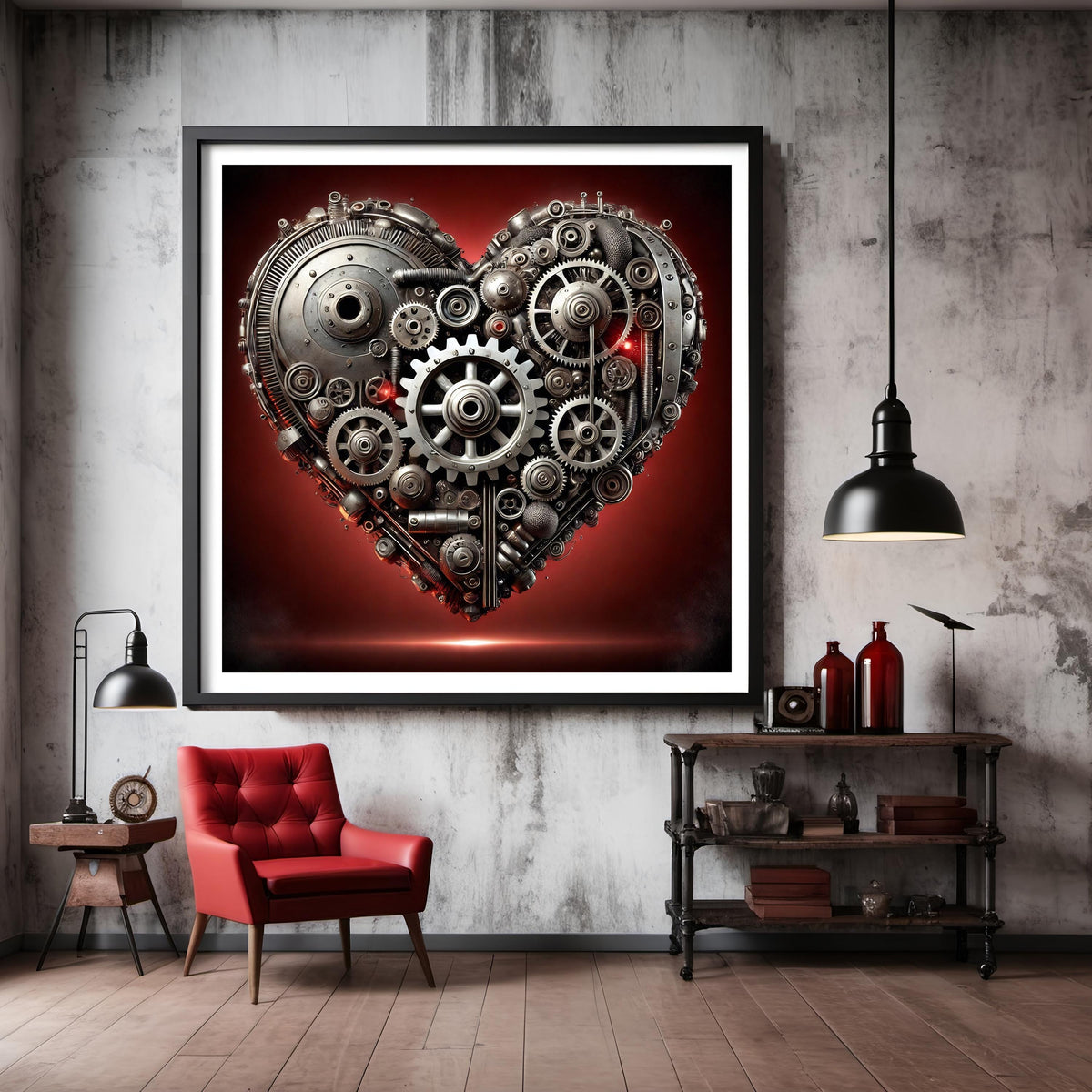 Steampunk Heart Print: Industrial Valentine's Day Decor (Digital Download)