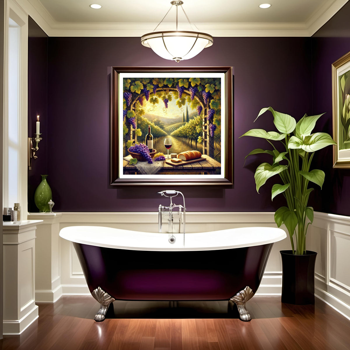 Tuscan Vineyard Still Life Art: Rustic Wine & Grapes Print (Digital Download)