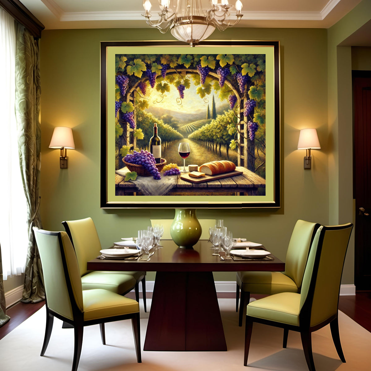 Tuscan Vineyard Still Life Art: Rustic Wine & Grapes Print (Digital Download)