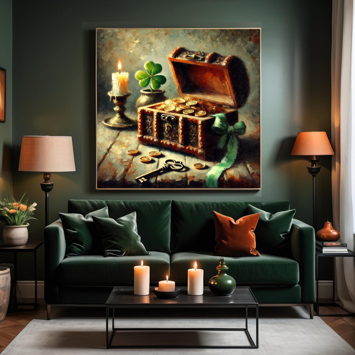 St. Patrick's Day Treasure Chest Print: Vintage Irish Still Life (Digital Download)