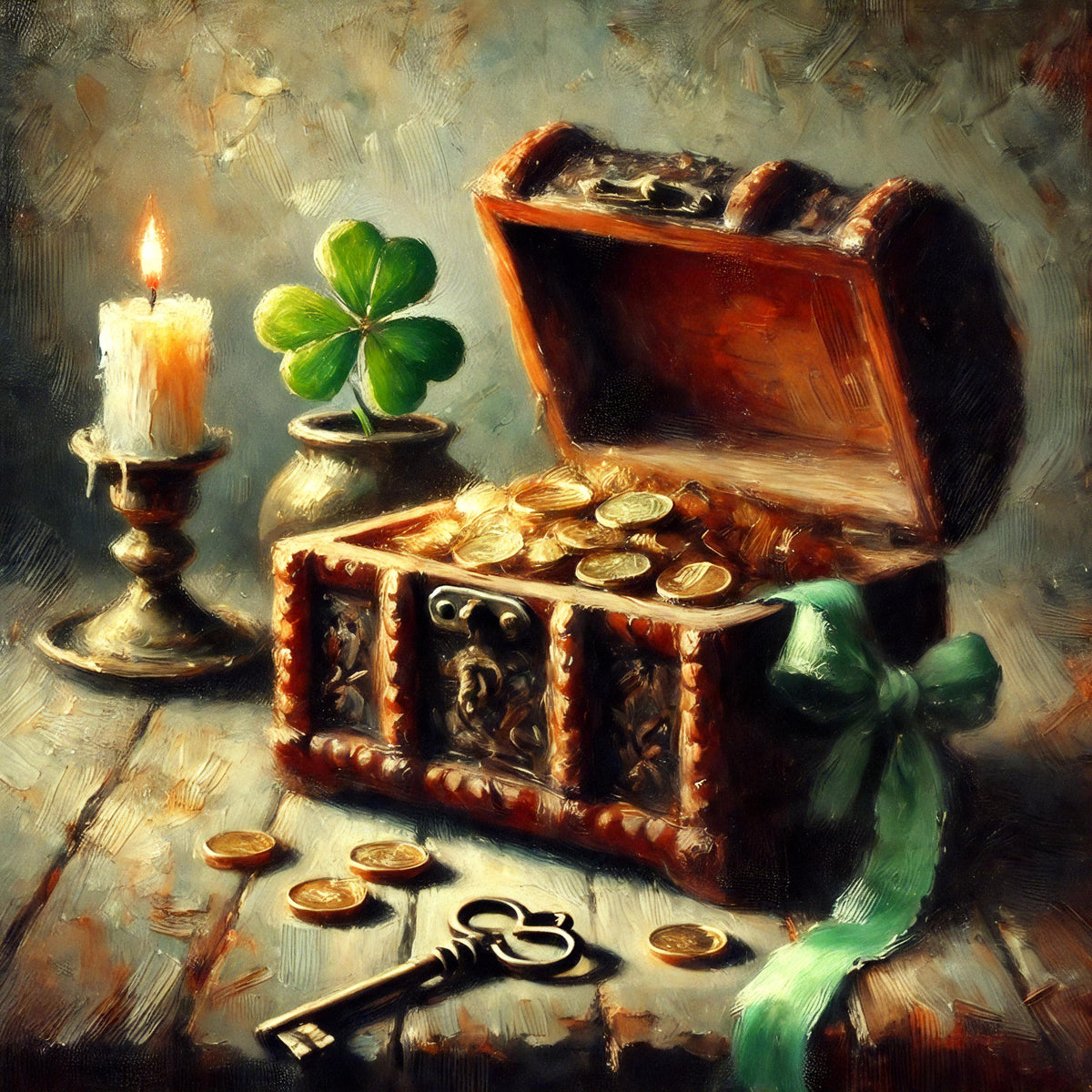 St. Patrick's Day Treasure Chest Print: Vintage Irish Still Life (Digital Download)